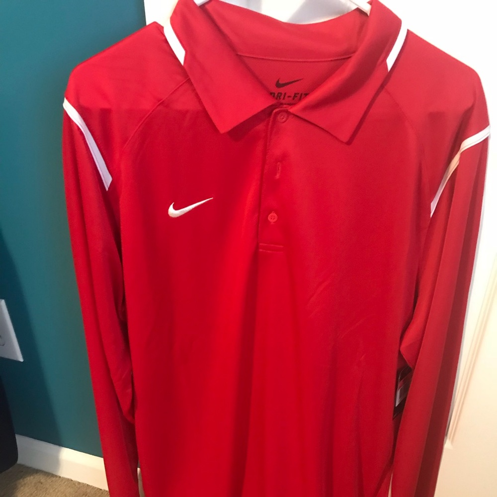 Nike long sleeve red polo. New with tag! Size L.